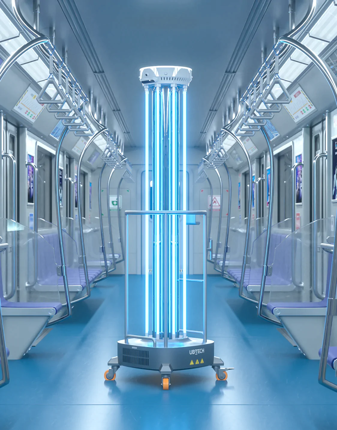 Robot de Luz UV estacionario para desinfectar el metro de Mexico